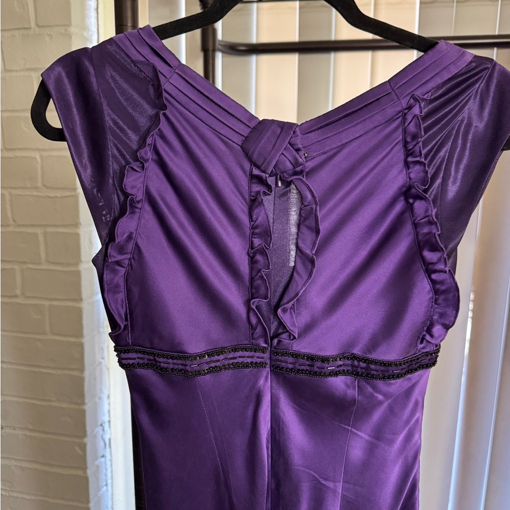 Aidan Mattox Gown Purple Silk beaded  0-2 - Picture 2 of 5